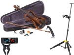 CarloGiordano カルロジョルダーノ 特注 ナイロン弦 EV-202 ナチュラルブラウン エレクトリック バイオリン 4/4 Silenzia サイレント セット C　北海道 沖縄 離島不可