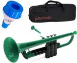 PINSTRUMENTS pTrumpet グリーン 新品 プラスチック トランペット B♭管 管楽器 Pトランペット 本体 trumpet green PTRUMPET1G ミュート セット 1