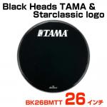 TAMA ( タマ ) Black Heads TAMA & Starclassic logo BK26BMTT バスドラム用フロントヘッド