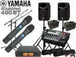 YAMAHA ヤマハ STAGEPAS400BT SOUNDPURE ワイヤレスマイク ハンドタイプ2本とMICスタンド2本 ケース付き スタンド セット (JS-TS50)