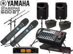 YAMAHA ヤマハ STAGEPAS600BT SOUNDPURE ワイヤレスマイク2本とマイクスタンド2本とケース& SPスタンド (JS-TS50-2) 