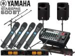 YAMAHA ( ヤマハ ) STAGEPAS600BT SOUNDPURE ワイヤレスマイク ハンドタイプ4本 マイクスタンド2本 スピーカースタンド(JS-TS50-2) セット