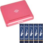  アルトサックス リードケース チェリーレッド 10枚用 収納 プラスチックalto saxophone reed case pink vandorenリード セット A　北海道 沖縄 離島不可