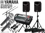 YAMAHA ヤマハ STAGEPAS600BT マイク2本とマイクスタンド2本 スピーカースタンド  (K306B/ペア)  