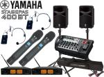 YAMAHA ヤマハ STAGEPAS400BT SOUNDPURE ワイヤレスマイク4本 (ハンド2本とヘッドセットマイク2式) スピーカースタンド セット (JS-TS50-2) 