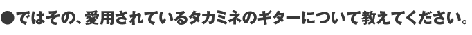 ではその、愛用されているタカミネのギターについて教えてください。